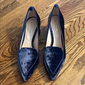 Nicholas Kirkwood Navy Velvet Pointed-Toe Flats